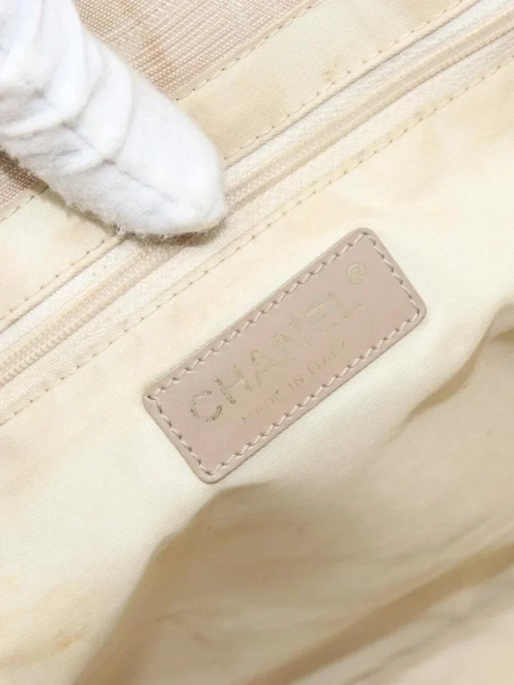 CHANEL New Travel Line Tote Bag Nylon Beige Gold CC Auth ti3788